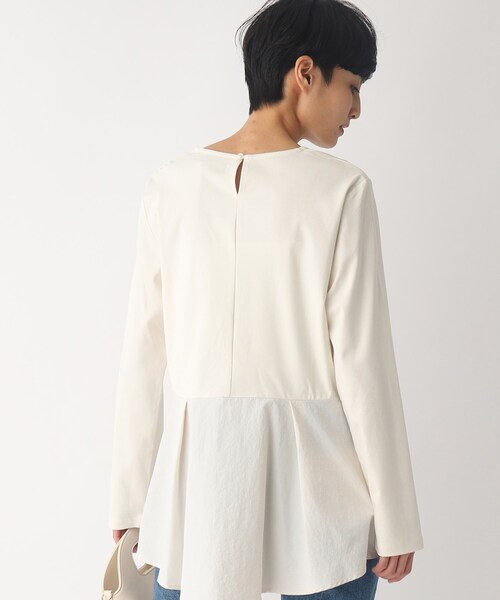 OPAQUE.CLIP（オペークドットクリップ）の「◆シルケットコットンドッキング ペプラムカットソー（Tシャツ/カットソー・レディース・サンドベージュ/ブラック/オフホワイト・40/38）」の12枚目の写真