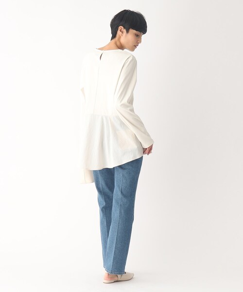 OPAQUE.CLIP（オペークドットクリップ）の「◆シルケットコットンドッキング ペプラムカットソー（Tシャツ/カットソー・レディース・サンドベージュ/ブラック/オフホワイト・40/38）」の21枚目の写真