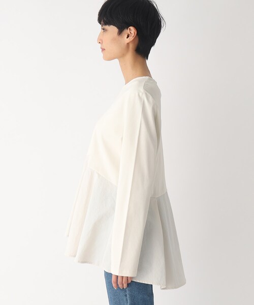 OPAQUE.CLIP（オペークドットクリップ）の「◆シルケットコットンドッキング ペプラムカットソー（Tシャツ/カットソー・レディース・サンドベージュ/ブラック/オフホワイト・40/38）」の9枚目の写真