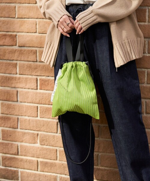 WEEKEND(ER)（ウィークエンダー）の「WEEKEND(ER)×FREAK'S STORE/ウィークエンダー×フリークスストア 別注MESH DRAWSTING BAG/ 別注メッシュドローストリングバッグ（ショルダーバッグ・レディース・グレー/オレンジ/ライトグリーン・ONE SIZE）」の21枚目の写真