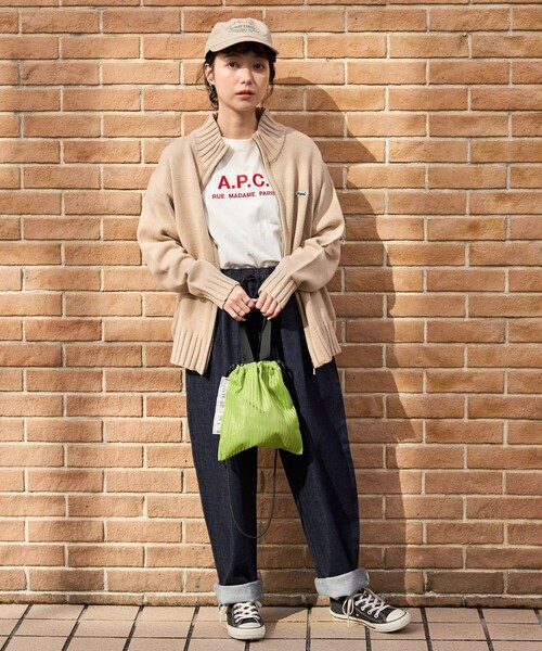 WEEKEND(ER)（ウィークエンダー）の「WEEKEND(ER)×FREAK'S STORE/ウィークエンダー×フリークスストア 別注MESH DRAWSTING BAG/ 別注メッシュドローストリングバッグ（ショルダーバッグ・レディース・グレー/オレンジ/ライトグリーン・ONE SIZE）」の7枚目の写真