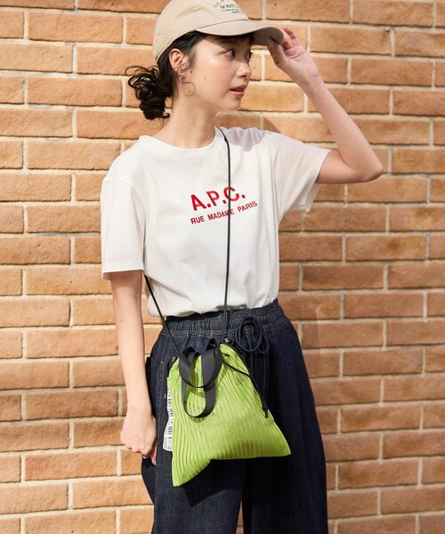 WEEKEND(ER)（ウィークエンダー）の「WEEKEND(ER)×FREAK'S STORE/ウィークエンダー×フリークスストア 別注MESH DRAWSTING BAG/ 別注メッシュドローストリングバッグ（ショルダーバッグ・レディース・グレー/オレンジ/ライトグリーン・ONE SIZE）」の15枚目の写真