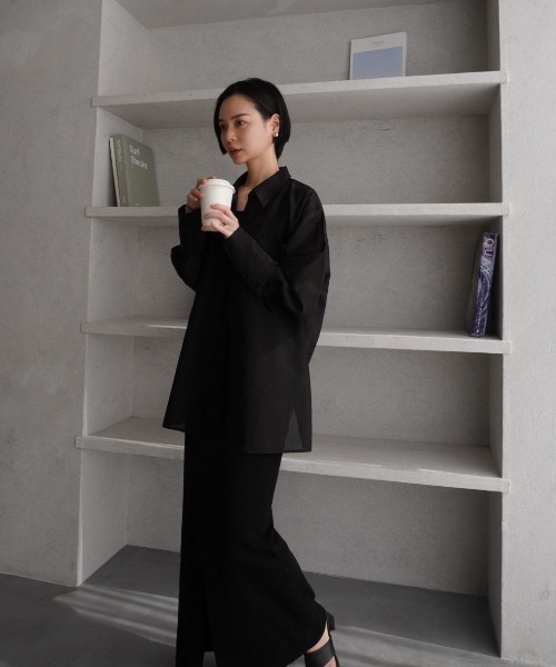 CEL ANSWER（シーイーエルアンサー）の「ソフトオーガンジーシアーシャツ（シャツ/ブラウス・レディース・イエロー/ホワイト/ブラック・FREE）」の2枚目の写真