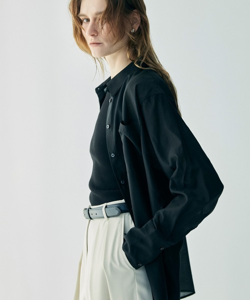 CEL ANSWER（シーイーエルアンサー）の「ソフトオーガンジーシアーシャツ（シャツ/ブラウス・レディース・イエロー/ホワイト/ブラック・FREE）」の4枚目の写真