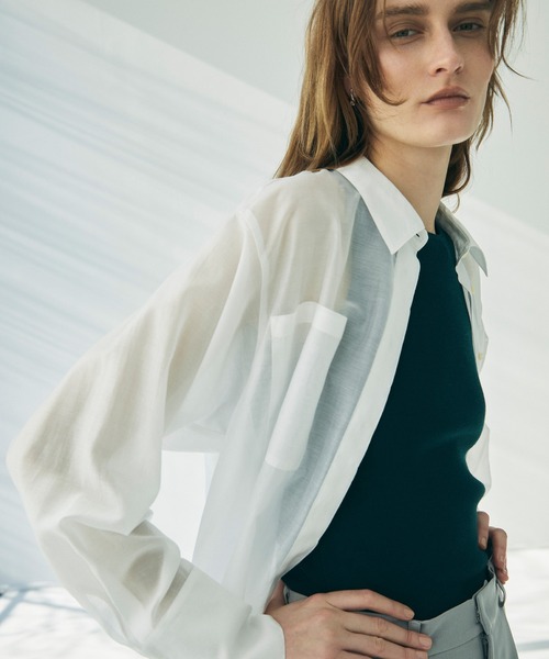 CEL ANSWER（シーイーエルアンサー）の「ソフトオーガンジーシアーシャツ（シャツ/ブラウス・レディース・イエロー/ホワイト/ブラック・FREE）」の14枚目の写真