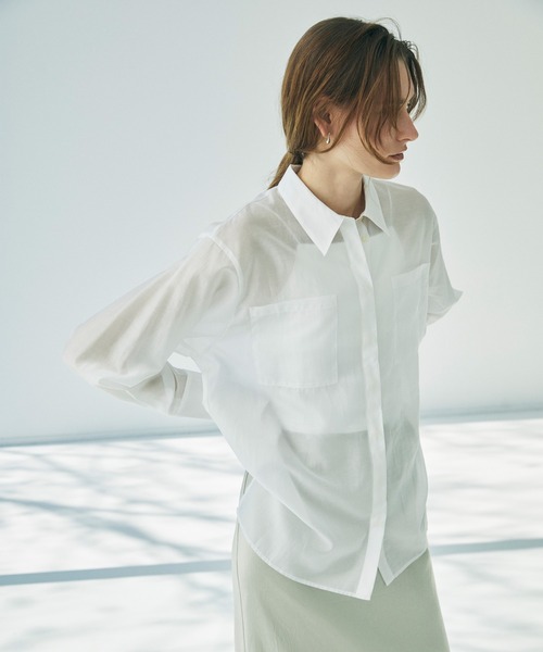 CEL ANSWER（シーイーエルアンサー）の「ソフトオーガンジーシアーシャツ（シャツ/ブラウス・レディース・イエロー/ホワイト/ブラック・FREE）」の18枚目の写真