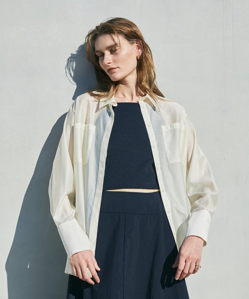 CEL ANSWER（シーイーエルアンサー）の「ソフトオーガンジーシアーシャツ（シャツ/ブラウス・レディース・イエロー/ホワイト/ブラック・FREE）」の21枚目の写真