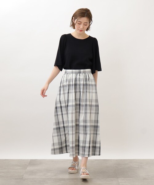 grove（グローブ）の「◆オールシーズン活躍する！ビッグチェックスカート（スカート・レディース・ネイビー系1/ホワイト系4/アイボリー系1・02/03/01/05/04）」の5枚目の写真