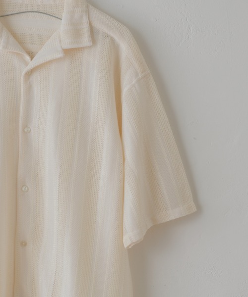 WHIMSIC（ウィムジック）の「【UNISEX】オープンカラーレースシャツ（シャツ/ブラウス・メンズ・ホワイト/グリーン・FREE）」の8枚目の写真