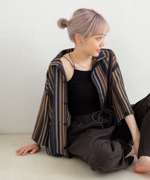 WHIMSIC（ウィムジック）の「【UNISEX】オープンカラーレースシャツ（シャツ/ブラウス・メンズ・ホワイト/グリーン・FREE）」の9枚目の写真