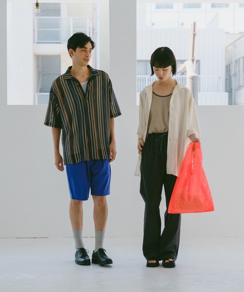 ブラウス シャツ 「WHIMSIC」ノーカラーレースアップシャツ レディース メンズ セール】【WHIMSIC】ノーカラーレースアップシャツ（シャツ