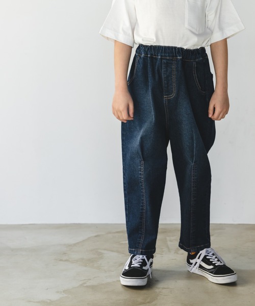 pairmanon（ペアマノン）の「【hug DENIM】上質デニムテーパードセンタータックパンツ（デニムパンツ・キッズ・インディゴブルー/ブラック/ブルー・100/110/140/150/130/90/120）」の3枚目の写真