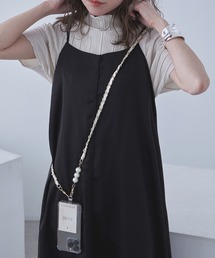 Fashion Letter | パール&フェイクレザー スマホショルダー(スマホケース/カバー)