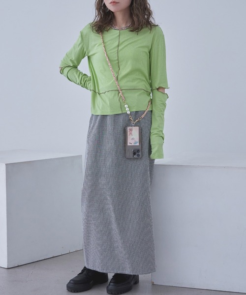 Fashion Letter(ファッションレター)の「パール&フェイクレザー スマホショルダー(スマホケース/カバー・レディース・グリーン/ピンク/ホワイト/ブラウン/ベージュ/パープル/ブルー/アイボリー/ブラック・FREE)」の10枚目の写真