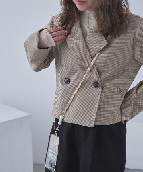 Fashion Letter(ファッションレター)の「パール&フェイクレザー スマホショルダー(スマホケース/カバー・レディース・グリーン/ピンク/ホワイト/ブラウン/ベージュ/パープル/ブルー/アイボリー/ブラック・FREE)」の15枚目の写真