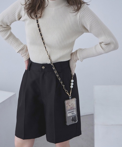 Fashion Letter(ファッションレター)の「パール&フェイクレザー スマホショルダー(スマホケース/カバー・レディース・グリーン/ピンク/ホワイト/ブラウン/ベージュ/パープル/ブルー/アイボリー/ブラック・FREE)」の18枚目の写真