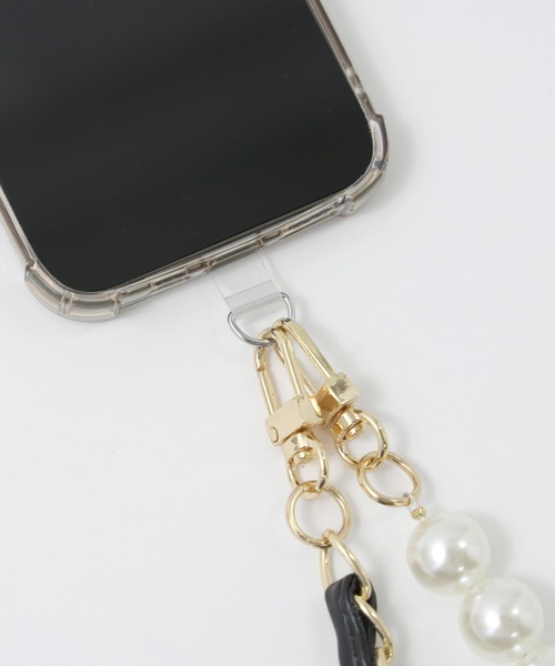 Fashion Letter(ファッションレター)の「パール&フェイクレザー スマホショルダー(スマホケース/カバー・レディース・グリーン/ピンク/ホワイト/ブラウン/ベージュ/パープル/ブルー/アイボリー/ブラック・FREE)」の22枚目の写真