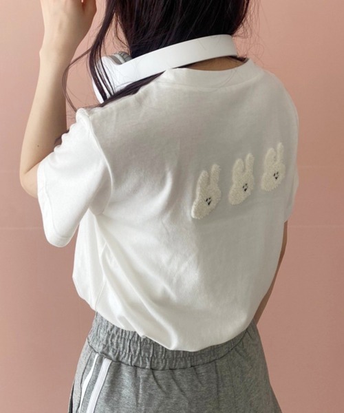 one after another NICE CLAUP（ワンアフターアナザーナイスクラップ）の「ガーリーにもカジュアルにも。ロゴアソートTシャツ（Tシャツ/カットソー・レディース・レッド/ピンク/ブラック/オフホワイト・FREE）」の2枚目の写真