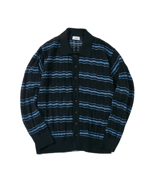 ALLEGE（アレッジ）の「Openwark Boder Cardigan（カーディガン/ボレロ・メンズ・ブラック/ベージュ・2/3）」の2枚目の写真