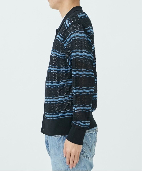 ALLEGE（アレッジ）の「Openwark Boder Cardigan（カーディガン/ボレロ・メンズ・ブラック/ベージュ・2/3）」の6枚目の写真