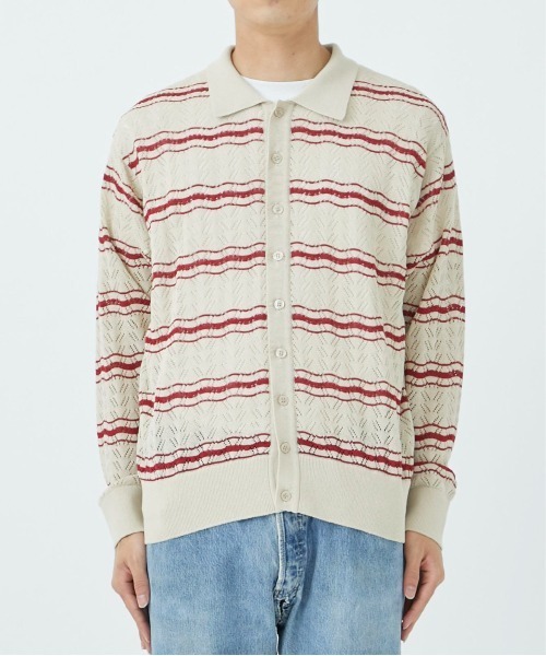 ALLEGE（アレッジ）の「Openwark Boder Cardigan（カーディガン/ボレロ・メンズ・ブラック/ベージュ・2/3）」の7枚目の写真