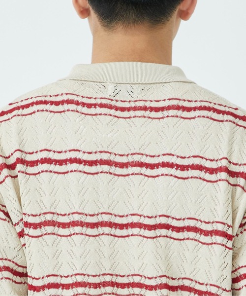 ALLEGE（アレッジ）の「Openwark Boder Cardigan（カーディガン/ボレロ・メンズ・ブラック/ベージュ・2/3）」の5枚目の写真