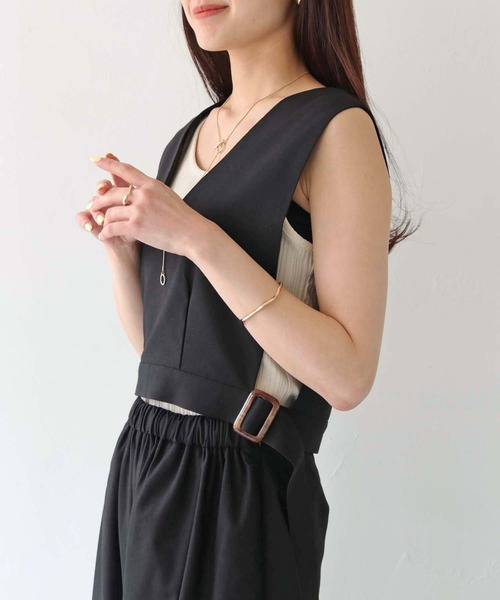 HER CLOSET（ハークローゼット）の「【shemoshelly】WEB限定コットンリネンセットアップ（セットアップ・レディース・ブラック/ベージュ・M）」の5枚目の写真