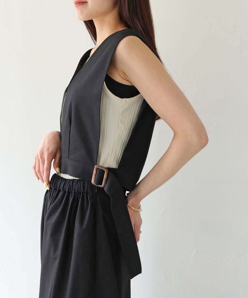 HER CLOSET（ハークローゼット）の「【shemoshelly】WEB限定コットンリネンセットアップ（セットアップ・レディース・ブラック/ベージュ・M）」の6枚目の写真