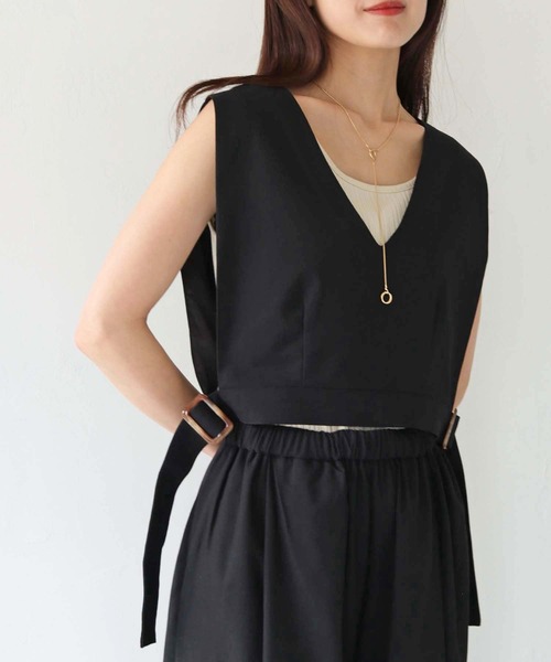 HER CLOSET（ハークローゼット）の「【shemoshelly】WEB限定コットンリネンセットアップ（セットアップ・レディース・ブラック/ベージュ・M）」の4枚目の写真