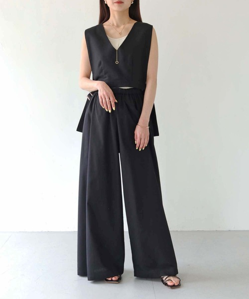 HER CLOSET（ハークローゼット）の「【shemoshelly】WEB限定コットンリネンセットアップ（セットアップ・レディース・ブラック/ベージュ・M）」の8枚目の写真