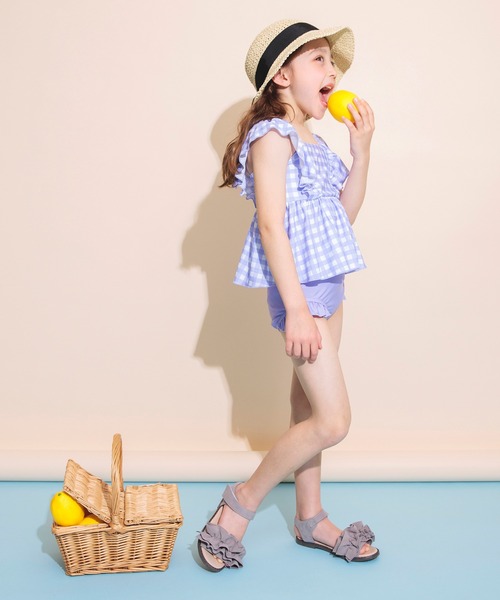 BRANSHES（ブランシェス）の「【水着】タンキニ（水着・キッズ・ベージュ/エメラルド/ラベンダー/フューシャピンク・100/110/120/130/140/150）」の17枚目の写真