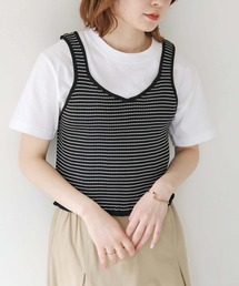 HER CLOSET | 【HER CLOSET】リブボーダーニットビスチェ RIB BORDER KNIT BUSTIER(ベスト)