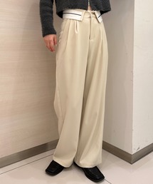 ウエスト折り返しツータックスラックス