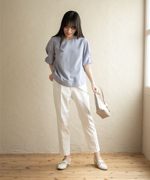 index（インデックス）の「◆ストレッチテーパードパンツ 【洗濯機洗い可/接触冷感/吸水速乾/透け防止】（その他パンツ・レディース・ライトベージュ/黄緑系/ネイビー/オフホワイト・36/38/40/42）」の10枚目の写真