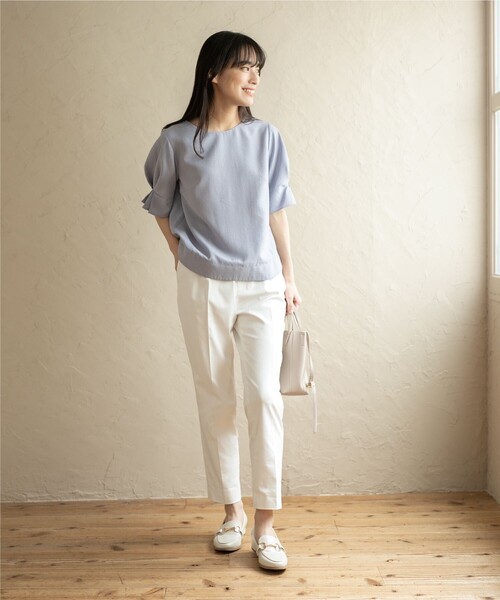 index（インデックス）の「◆ストレッチテーパードパンツ 【洗濯機洗い可/接触冷感/吸水速乾/透け防止】（その他パンツ・レディース・ライトベージュ/黄緑系/ネイビー/オフホワイト・36/38/40/42）」の11枚目の写真