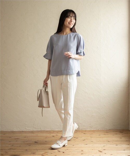 index（インデックス）の「◆ストレッチテーパードパンツ 【洗濯機洗い可/接触冷感/吸水速乾/透け防止】（その他パンツ・レディース・ライトベージュ/黄緑系/ネイビー/オフホワイト・36/38/40/42）」の12枚目の写真