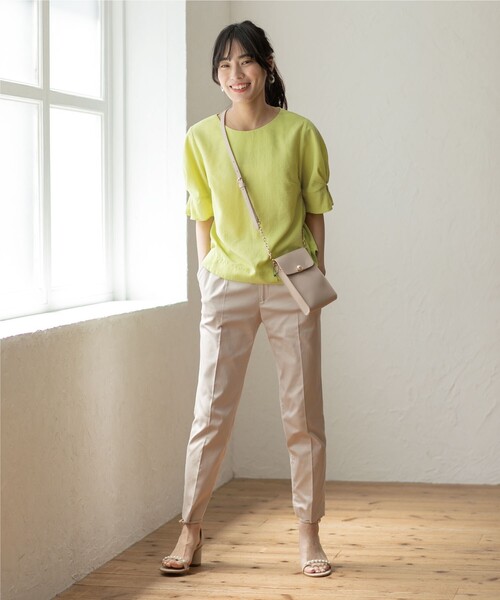 index（インデックス）の「◆ストレッチテーパードパンツ 【洗濯機洗い可/接触冷感/吸水速乾/透け防止】（その他パンツ・レディース・ライトベージュ/黄緑系/ネイビー/オフホワイト・36/38/40/42）」の13枚目の写真