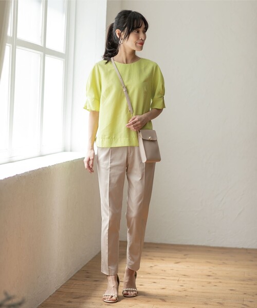 index（インデックス）の「◆ストレッチテーパードパンツ 【洗濯機洗い可/接触冷感/吸水速乾/透け防止】（その他パンツ・レディース・ライトベージュ/黄緑系/ネイビー/オフホワイト・36/38/40/42）」の14枚目の写真