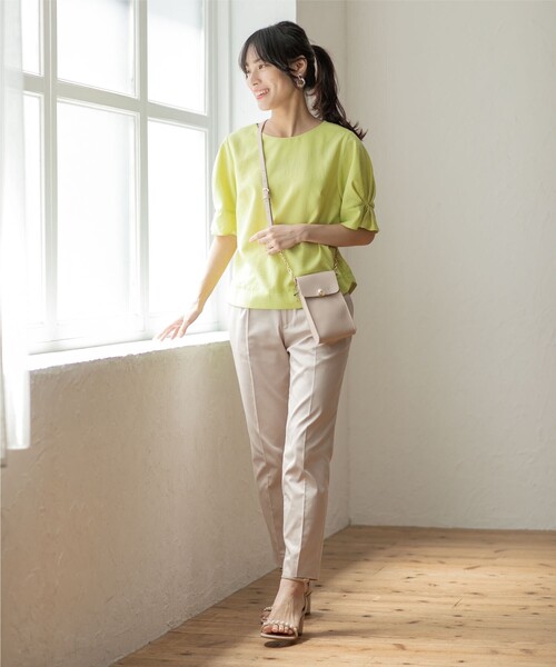 index（インデックス）の「◆ストレッチテーパードパンツ 【洗濯機洗い可/接触冷感/吸水速乾/透け防止】（その他パンツ・レディース・ライトベージュ/黄緑系/ネイビー/オフホワイト・36/38/40/42）」の15枚目の写真