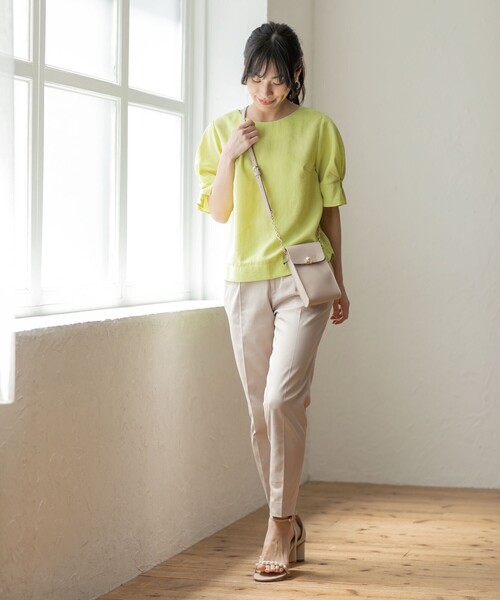 index（インデックス）の「◆ストレッチテーパードパンツ 【洗濯機洗い可/接触冷感/吸水速乾/透け防止】（その他パンツ・レディース・ライトベージュ/黄緑系/ネイビー/オフホワイト・36/38/40/42）」の16枚目の写真