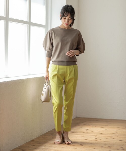 index（インデックス）の「◆ストレッチテーパードパンツ 【洗濯機洗い可/接触冷感/吸水速乾/透け防止】（その他パンツ・レディース・ライトベージュ/黄緑系/ネイビー/オフホワイト・36/38/40/42）」の19枚目の写真