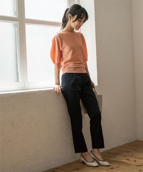 index（インデックス）の「◆ストレッチテーパードパンツ 【洗濯機洗い可/接触冷感/吸水速乾/透け防止】（その他パンツ・レディース・ライトベージュ/黄緑系/ネイビー/オフホワイト・36/38/40/42）」の21枚目の写真