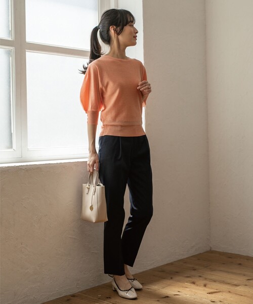 index（インデックス）の「◆ストレッチテーパードパンツ 【洗濯機洗い可/接触冷感/吸水速乾/透け防止】（その他パンツ・レディース・ライトベージュ/黄緑系/ネイビー/オフホワイト・36/38/40/42）」の22枚目の写真