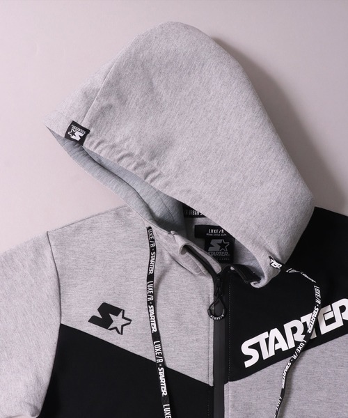 STARTER BLACK LABEL（スターターブラックレーベル）の「(RM)【STARTER BLACK LABEL × LUXE/R】ポンチ 半袖 ジップパーカー（パーカー・メンズ・ブラック×グレー/ホワイト×グレー/ブラック×ブラック・LARGE/X-LARGE/MEDIUM）」の22枚目の写真