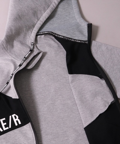 STARTER BLACK LABEL（スターターブラックレーベル）の「(RM)【STARTER BLACK LABEL × LUXE/R】ポンチ 半袖 ジップパーカー（パーカー・メンズ・ブラック×グレー/ホワイト×グレー/ブラック×ブラック・LARGE/X-LARGE/MEDIUM）」の9枚目の写真