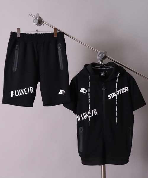 STARTER BLACK LABEL（スターターブラックレーベル）の「(RM)【STARTER BLACK LABEL × LUXE/R】ポンチ 半袖 ジップパーカー（パーカー・メンズ・ブラック×グレー/ホワイト×グレー/ブラック×ブラック・LARGE/X-LARGE/MEDIUM）」の4枚目の写真