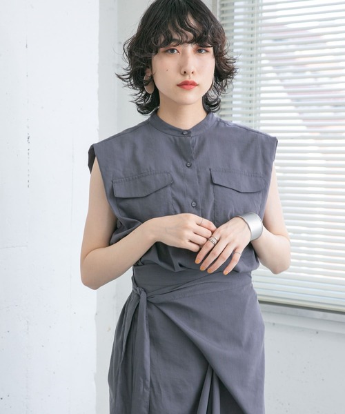 KBF（ケイビーエフ）の「ラップディティールワンピース（ワンピース・レディース・ネイビー/オレンジ系その他/グレー系その他・ONE）」の4枚目の写真