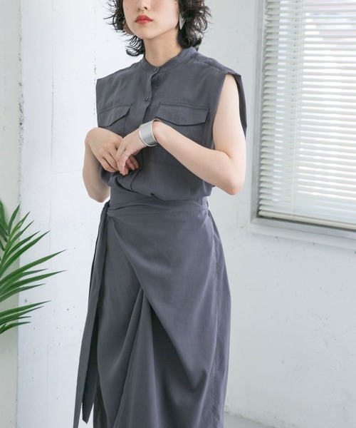 KBF（ケイビーエフ）の「ラップディティールワンピース（ワンピース・レディース・ネイビー/オレンジ系その他/グレー系その他・ONE）」の6枚目の写真