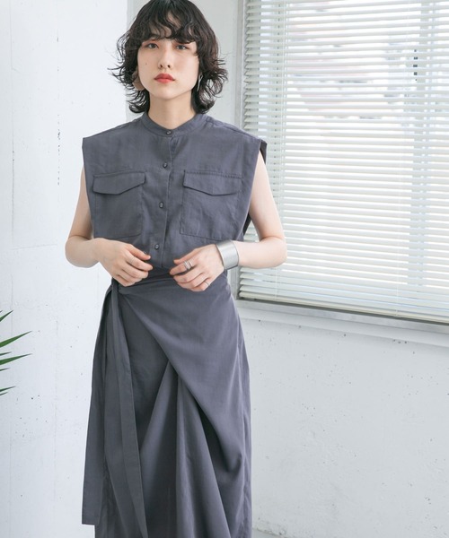 KBF（ケイビーエフ）の「ラップディティールワンピース（ワンピース・レディース・ネイビー/オレンジ系その他/グレー系その他・ONE）」の8枚目の写真