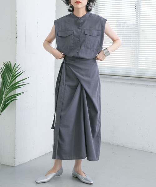 KBF（ケイビーエフ）の「ラップディティールワンピース（ワンピース・レディース・ネイビー/オレンジ系その他/グレー系その他・ONE）」の9枚目の写真